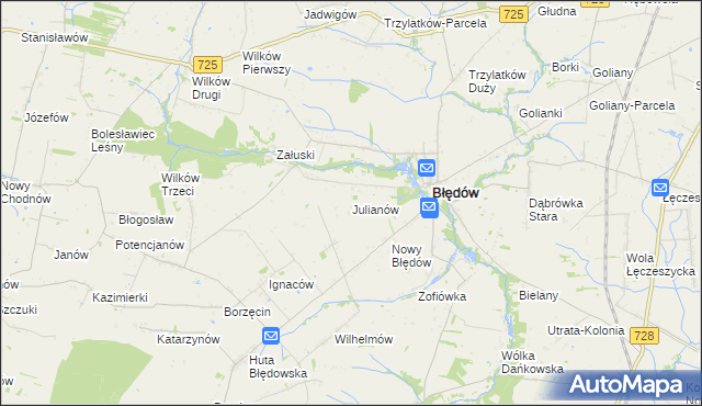 mapa Julianów gmina Błędów, Julianów gmina Błędów na mapie Targeo