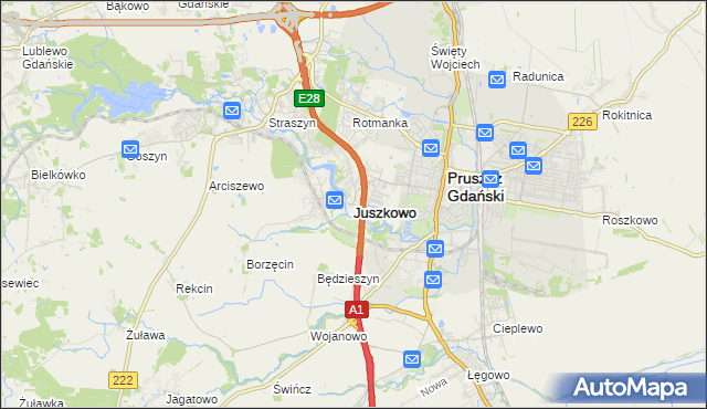 mapa Juszkowo, Juszkowo na mapie Targeo