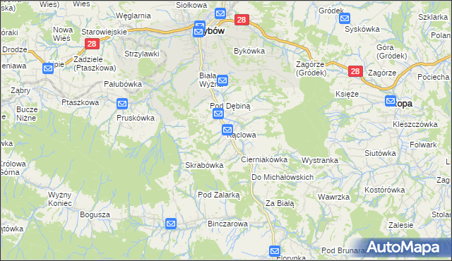 mapa Kąclowa, Kąclowa na mapie Targeo