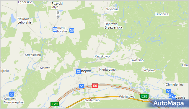 mapa Kaczkowo gmina Łęczyce, Kaczkowo gmina Łęczyce na mapie Targeo