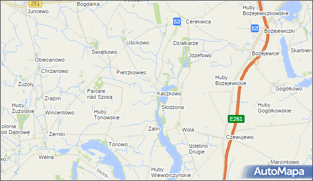 mapa Kaczkowo gmina Żnin, Kaczkowo gmina Żnin na mapie Targeo