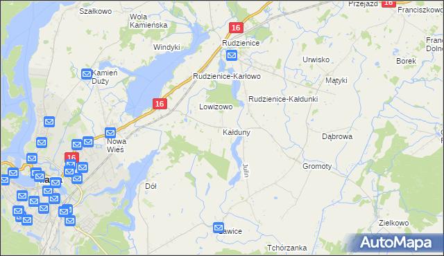 mapa Kałduny gmina Iława, Kałduny gmina Iława na mapie Targeo