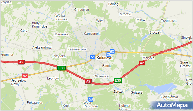 mapa Kałuszyn powiat miński, Kałuszyn powiat miński na mapie Targeo