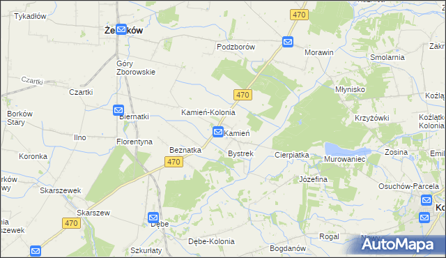 mapa Kamień gmina Ceków-Kolonia, Kamień gmina Ceków-Kolonia na mapie Targeo