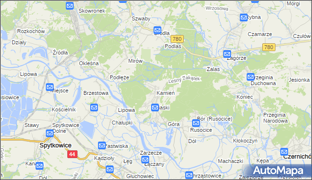 mapa Kamień gmina Czernichów, Kamień gmina Czernichów na mapie Targeo