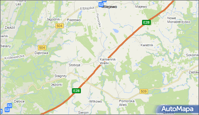 mapa Kamiennik Wielki, Kamiennik Wielki na mapie Targeo