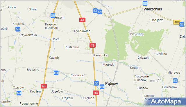 mapa Kamionka gmina Pątnów, Kamionka gmina Pątnów na mapie Targeo