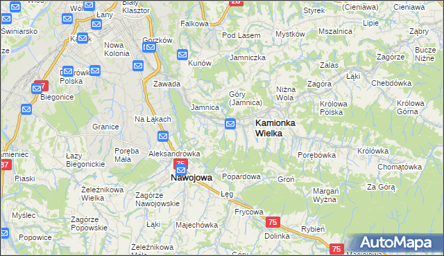 mapa Kamionka Mała gmina Kamionka Wielka, Kamionka Mała gmina Kamionka Wielka na mapie Targeo