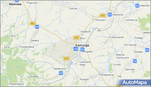mapa Kańczuga powiat przeworski, Kańczuga powiat przeworski na mapie Targeo