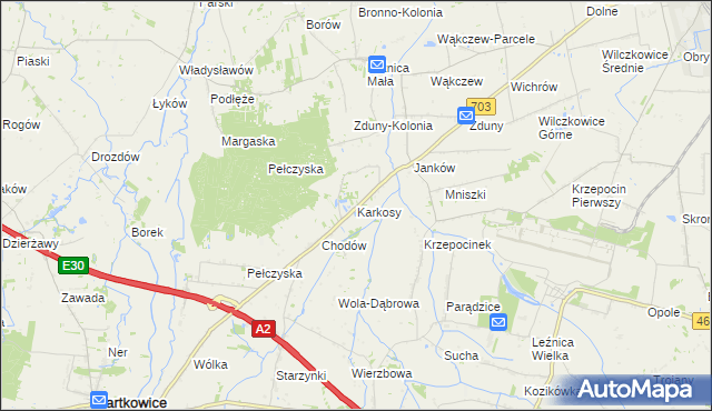 mapa Karkosy, Karkosy na mapie Targeo
