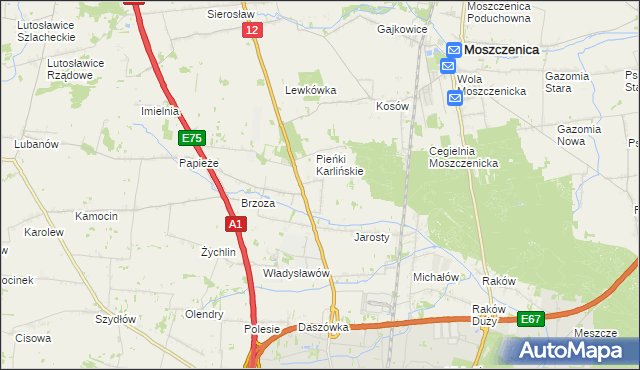 mapa Karlin gmina Moszczenica, Karlin gmina Moszczenica na mapie Targeo