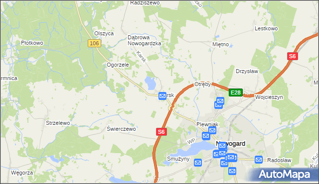 mapa Karsk gmina Nowogard, Karsk gmina Nowogard na mapie Targeo