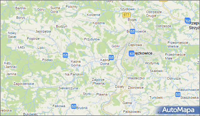 mapa Kąśna Dolna, Kąśna Dolna na mapie Targeo