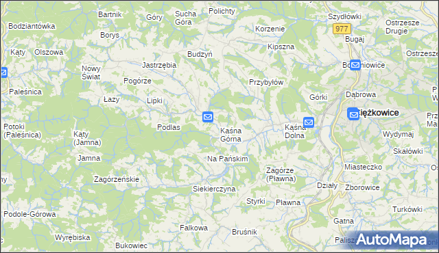 mapa Kąśna Górna, Kąśna Górna na mapie Targeo