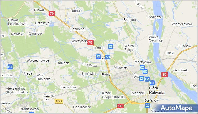 mapa Kąty gmina Góra Kalwaria, Kąty gmina Góra Kalwaria na mapie Targeo