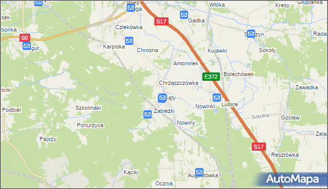 mapa Kąty gmina Kołbiel, Kąty gmina Kołbiel na mapie Targeo