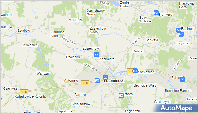 mapa Kazimierz gmina Lutomiersk, Kazimierz gmina Lutomiersk na mapie Targeo