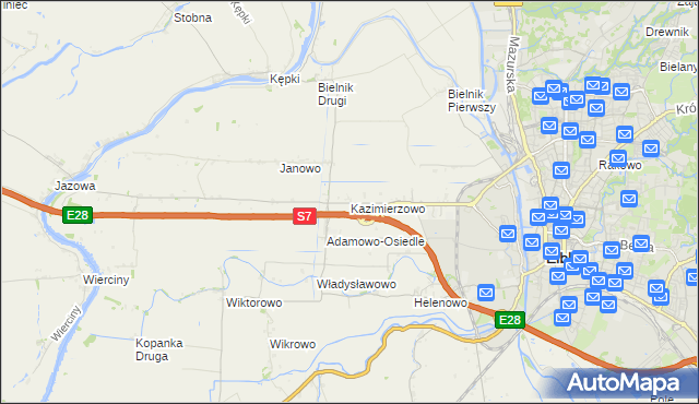 mapa Kazimierzowo gmina Elbląg, Kazimierzowo gmina Elbląg na mapie Targeo