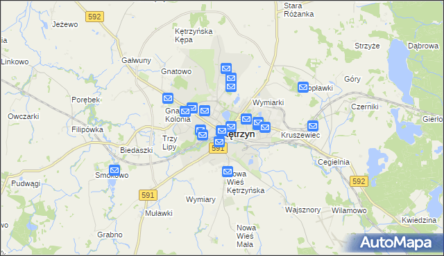 mapa Kętrzyn, Kętrzyn na mapie Targeo