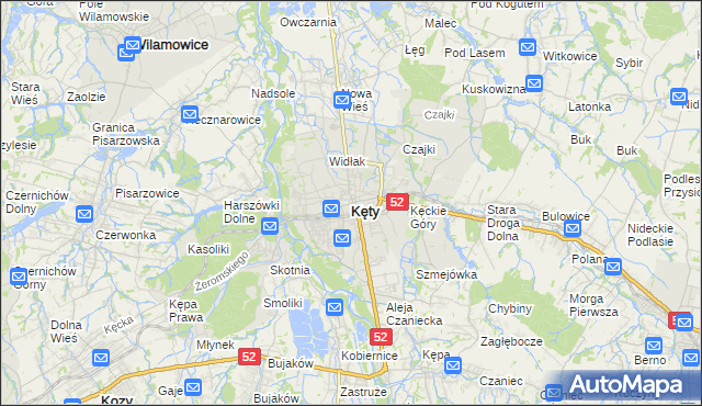 mapa Kęty, Kęty na mapie Targeo