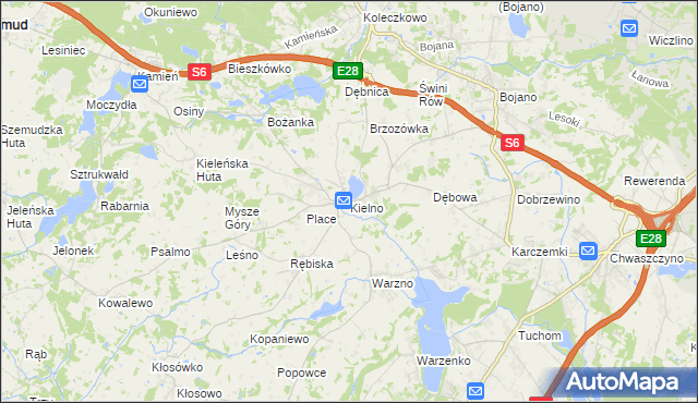 mapa Kielno gmina Szemud, Kielno gmina Szemud na mapie Targeo