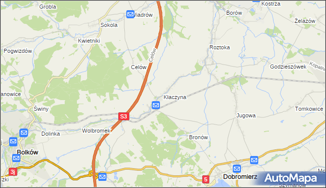 mapa Kłaczyna, Kłaczyna na mapie Targeo