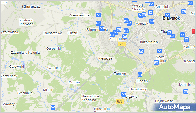 mapa Klepacze gmina Choroszcz, Klepacze gmina Choroszcz na mapie Targeo