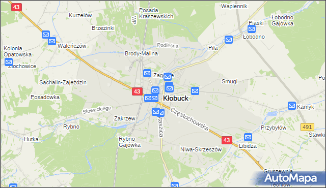 mapa Kłobuck, Kłobuck na mapie Targeo