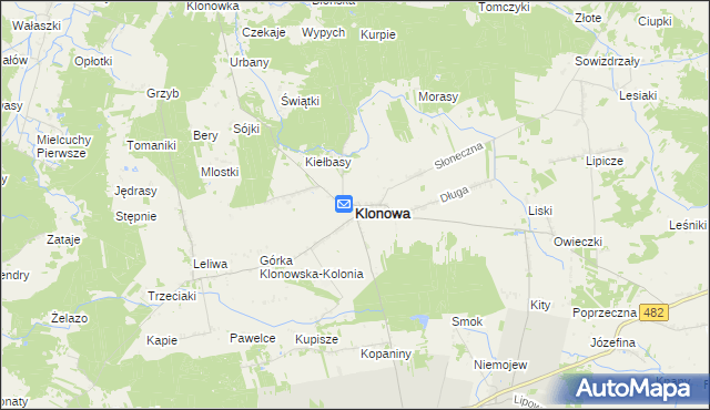 mapa Klonowa powiat sieradzki, Klonowa powiat sieradzki na mapie Targeo