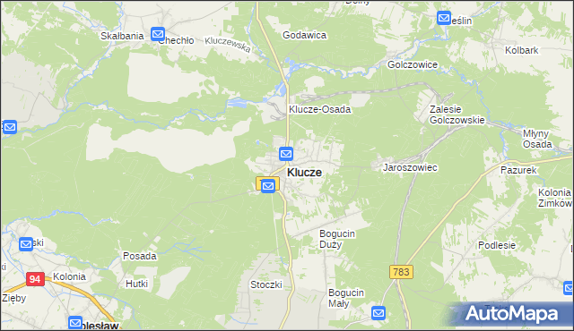 mapa Klucze powiat olkuski, Klucze powiat olkuski na mapie Targeo