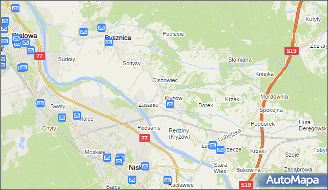 mapa Kłyżów, Kłyżów na mapie Targeo