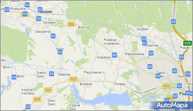 mapa Kobielice gmina Suszec, Kobielice gmina Suszec na mapie Targeo