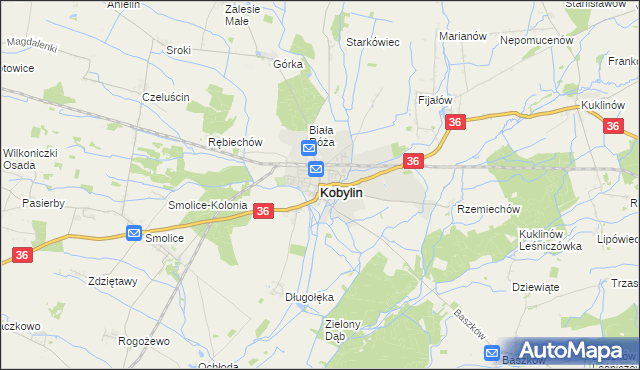 mapa Kobylin powiat krotoszyński, Kobylin powiat krotoszyński na mapie Targeo