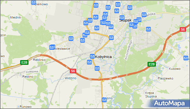 mapa Kobylnica powiat słupski, Kobylnica powiat słupski na mapie Targeo