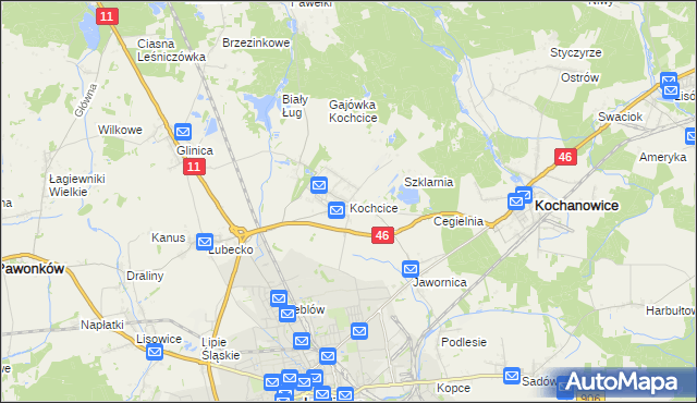 mapa Kochcice, Kochcice na mapie Targeo