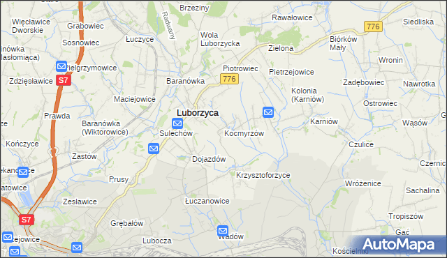 mapa Kocmyrzów, Kocmyrzów na mapie Targeo