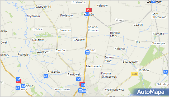 mapa Kokanin, Kokanin na mapie Targeo