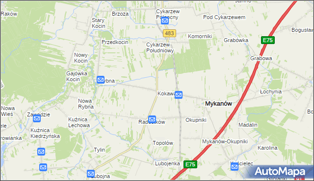 mapa Kokawa, Kokawa na mapie Targeo