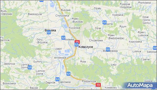 mapa Kołaczyce, Kołaczyce na mapie Targeo