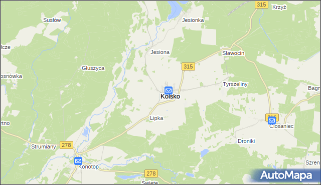 mapa Kolsko, Kolsko na mapie Targeo