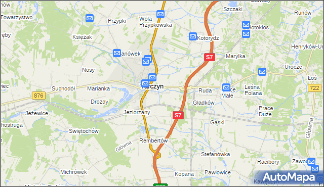mapa Komorniki gmina Tarczyn, Komorniki gmina Tarczyn na mapie Targeo