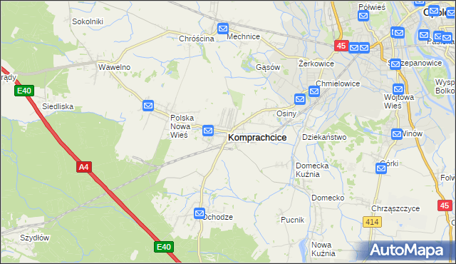 mapa Komprachcice, Komprachcice na mapie Targeo