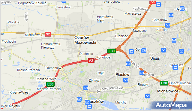 mapa Konotopa gmina Ożarów Mazowiecki, Konotopa gmina Ożarów Mazowiecki na mapie Targeo