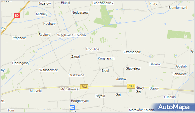 mapa Konstancin gmina Góra Świętej Małgorzaty, Konstancin gmina Góra Świętej Małgorzaty na mapie Targeo