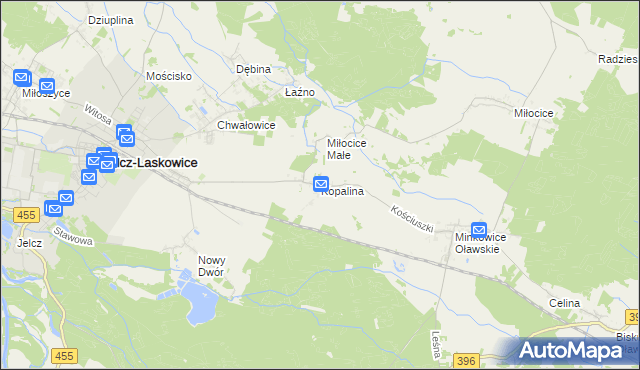 mapa Kopalina gmina Jelcz-Laskowice, Kopalina gmina Jelcz-Laskowice na mapie Targeo