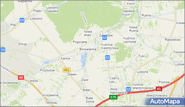 mapa Kopiec gmina Kłobuck, Kopiec gmina Kłobuck na mapie Targeo