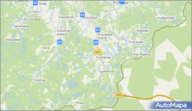 mapa Korbielów, Korbielów na mapie Targeo