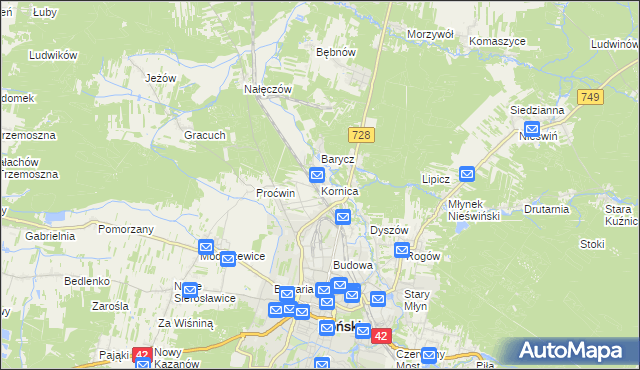 mapa Kornica, Kornica na mapie Targeo
