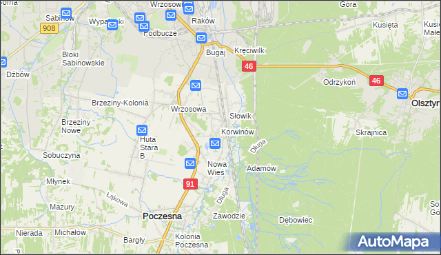 mapa Korwinów, Korwinów na mapie Targeo