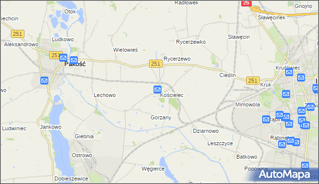 mapa Kościelec gmina Pakość, Kościelec gmina Pakość na mapie Targeo